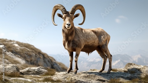 mountain goat on a rock in the mountains