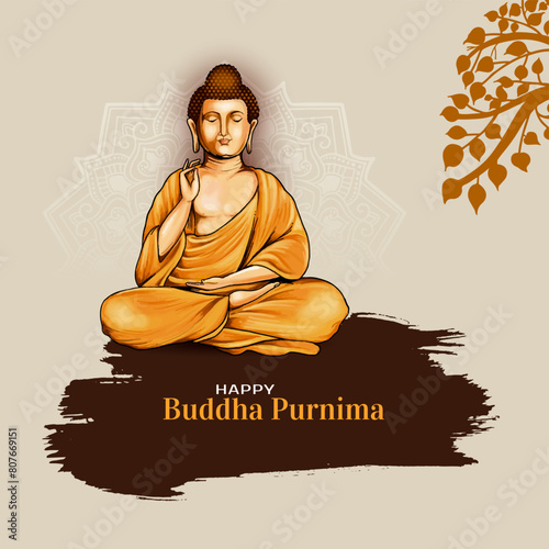 Elegant Happy Buddha Purnima Hindu cultural festival background design