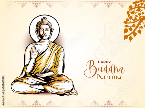 Happy Buddha Purnima Indian traditional festival background © Tamarindarts