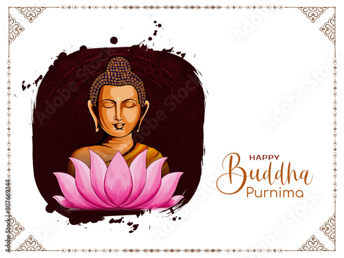 Happy Buddha Purnima Indian festival religious background © Tamarindarts