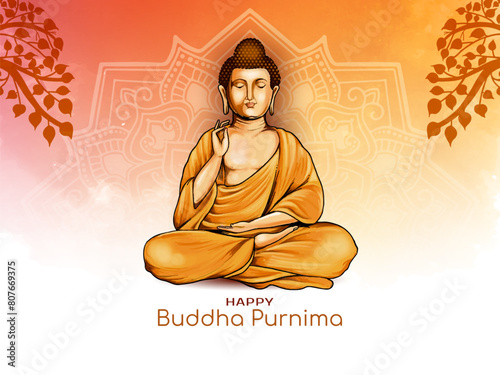 Happy Buddha Purnima religious Indian festival celebration card © Tamarindarts