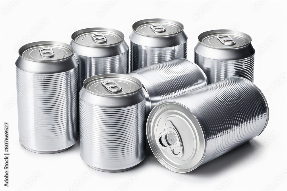 Shrink Wrap of 6 Aluminium Cans image isolated on a white background Shrink Wrap of 6 Aluminium Cans image isolated on a white background
