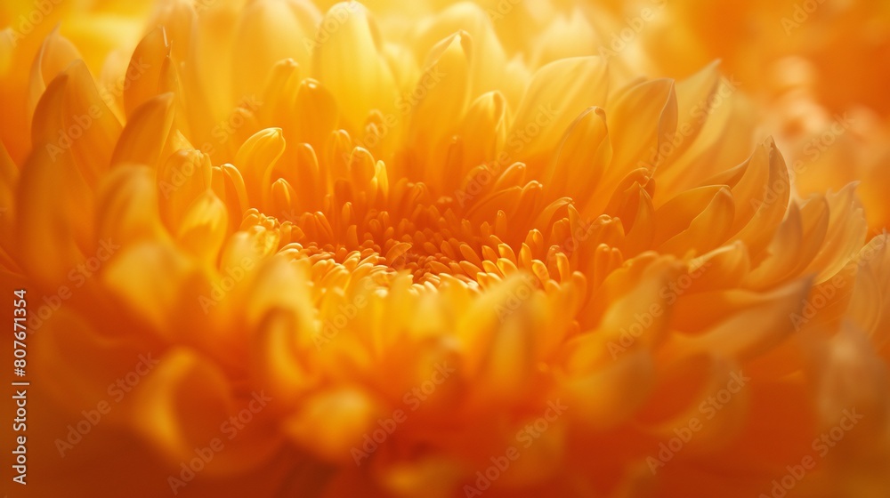 Mellow Marigold Opening: Marigold's slow bloom in extreme close-up, mellow yellow and orange tones. Mellow Marigold Opening: Marigold's slow bloom in extreme close-up, mellow yellow and orange tones.