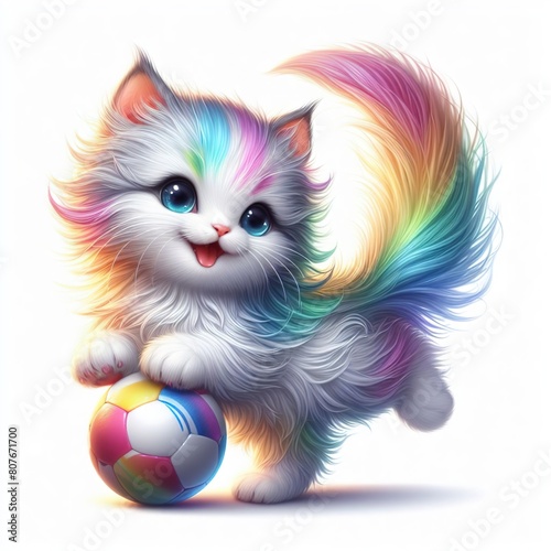 Cat with 7 colors of the rainbow