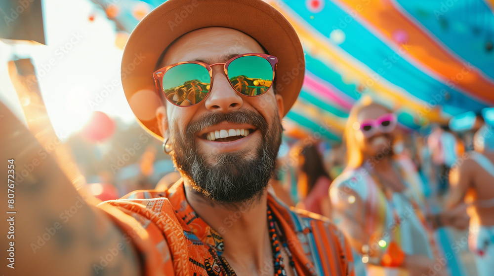 Cheerful man at the festival Cheerful man at the festival