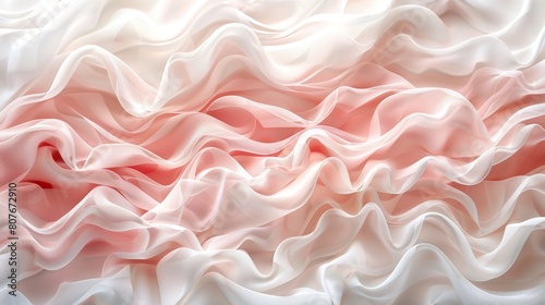 Gentle waves of blush pink and soft white create a romantic and serene visual texture in this beautifully abstract fabric simulation