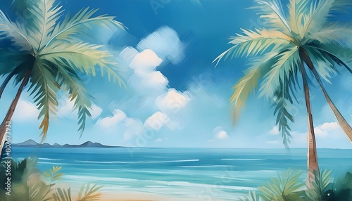beach with palm trees, Seaside Bliss