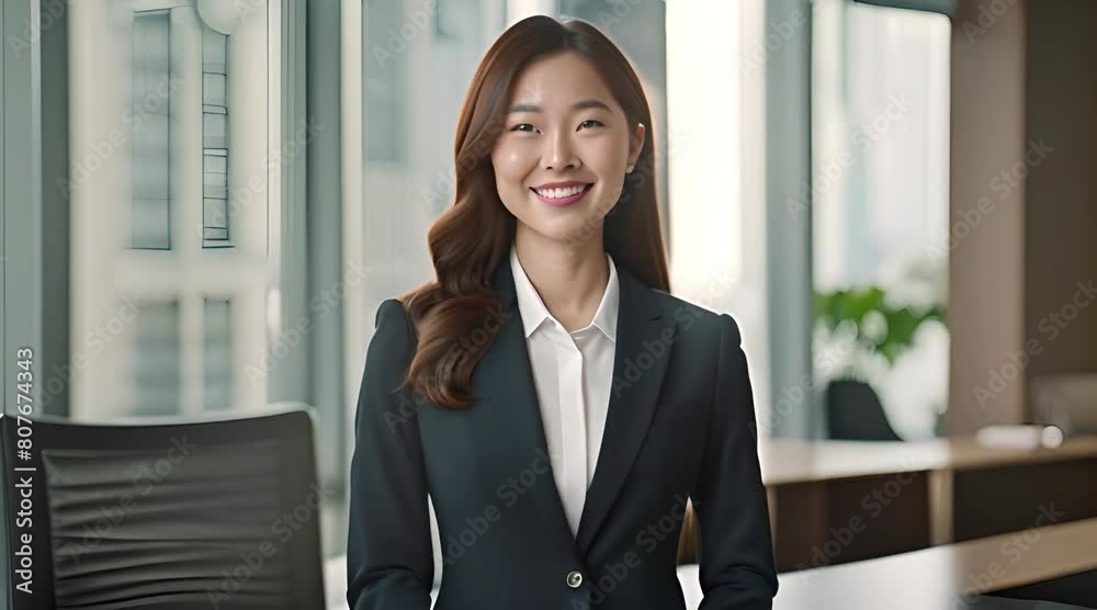 Elegant Asian Executive Exudes Confidence in Workplace Elegant Asian Executive Exudes Confidence in Workplace