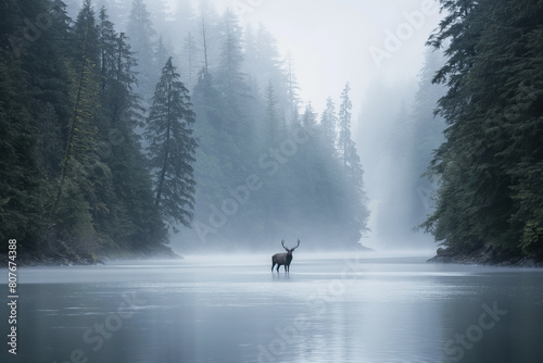 Portrait of majestic deer stag in the forest photo