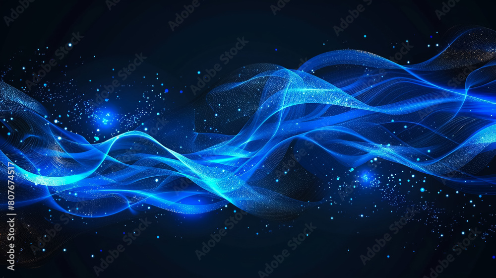 Obraz premium Blue Light Wave Abstract Background. 