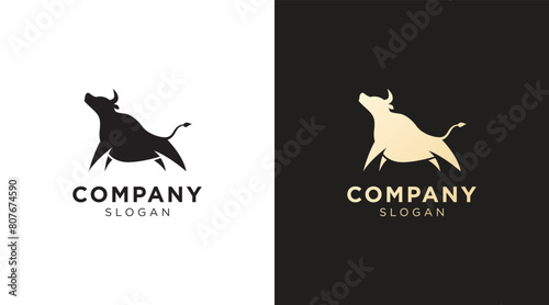 Buffalo cow ox bull head logo design template