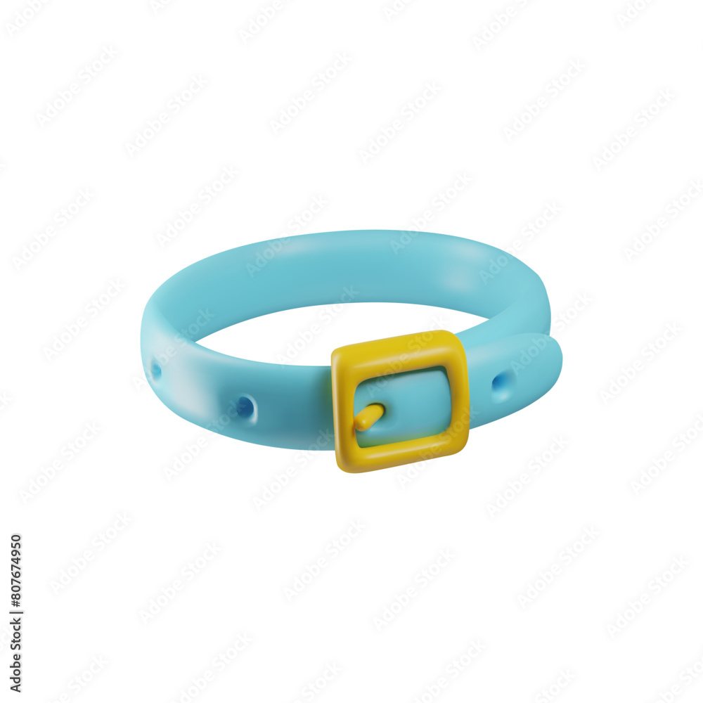 Adorable blue collar with buckle for a dog or cat on an isolated background.