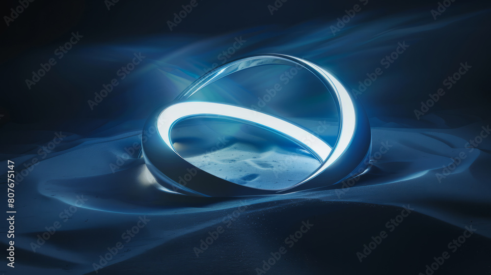 Metal ring structure illuminated by blue light Metal ring structure illuminated by blue light