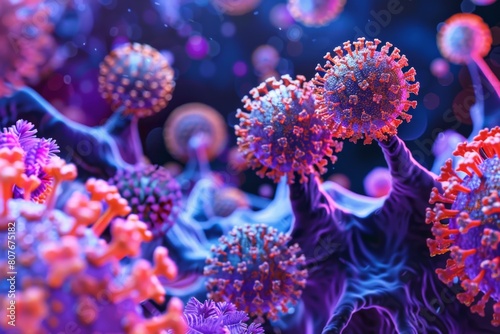 colorful depiction of the herpes virus