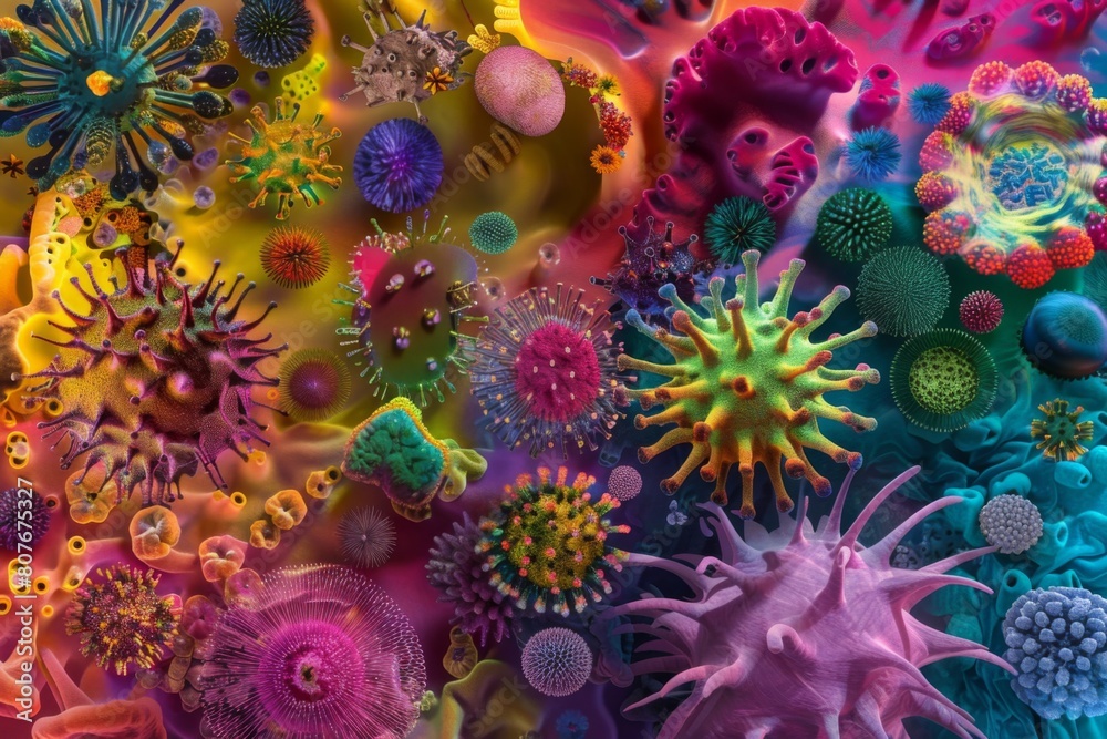 colorful graphic showing viruses colorful graphic showing viruses