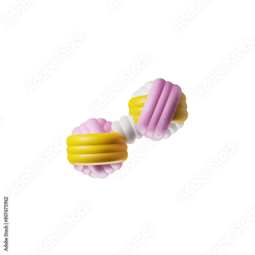 Dog training toy in 3D cartoon pet shop vector on isolated background.