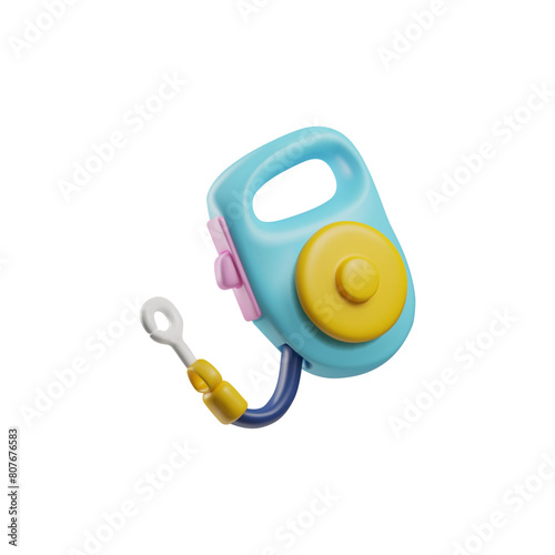 Cartoon 3D blue retractable dog leash. Pet store goods.