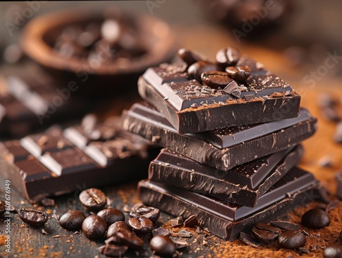 Delicious Gourmet Delights: Tempting Coffee Beans and Chocolate - 4K HD Wallpaper © Da