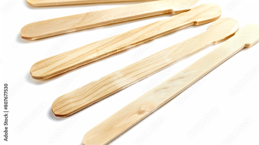 Ice cream wooden sticks Isolated on white background with clipping path : Generative AI Ice cream wooden sticks Isolated on white background with clipping path : Generative AI