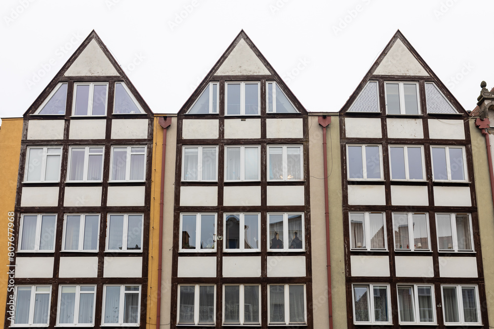 Fototapeta premium Beautiful traditional houses on the old town. House home building architect architecture. Gdansk, Poland