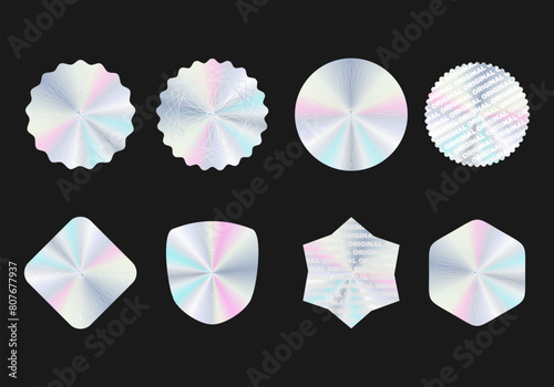 Collection of holographic and colors sticker vector illustration	
