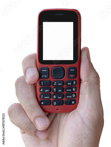 Wallpaper Mural Hand holding red mobile phone with white display Torontodigital.ca