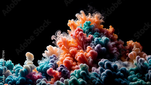 a colorful smoke cloud against dark background.