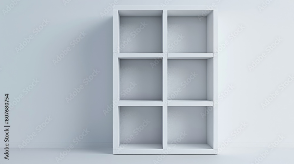 A classic bookshelf with space for books, located in a clean room.