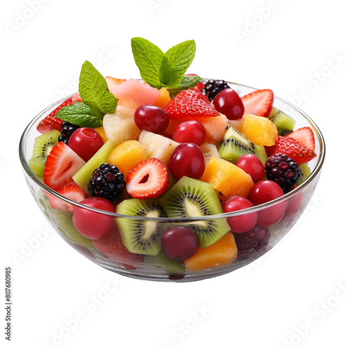 Fresh fruit salad isolated on transparent background