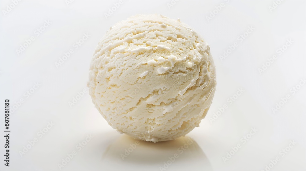 vanilla ice cream ball isolated on white background : Generative AI vanilla ice cream ball isolated on white background : Generative AI