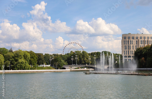 Minsk, Belarus - August 01, 2023: View The street and the embankment photo