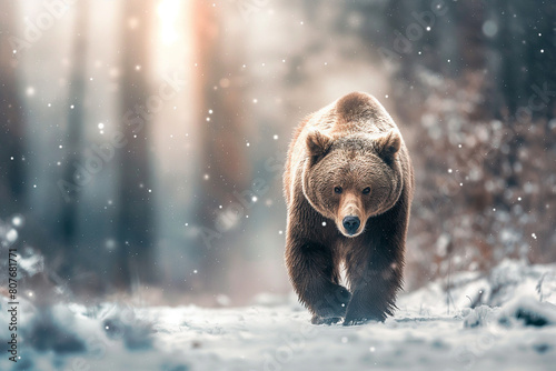 Majestic grizzly bear in the forest