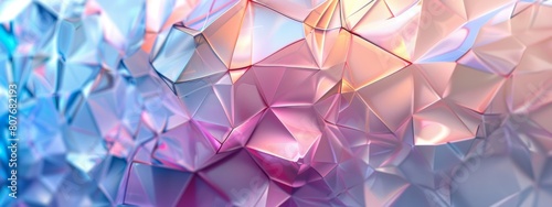 A geometric background with repeating patterns of geometric crystals, rendered in soft pastel colors. photo