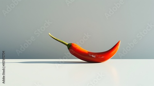 Half of a vibrant red chili pepper presented on a white surface, its fiery color and spicy aroma creating a striking contrast.