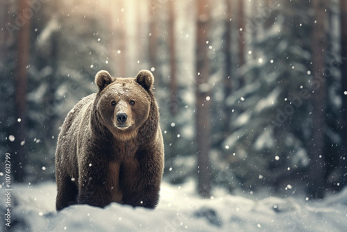 Majestic grizzly bear in the forest