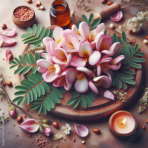 Wallpaper Mural acacia flower.Generative AI Torontodigital.ca