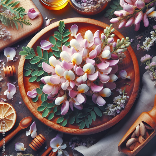 Wallpaper Mural acacia flower.Generative AI Torontodigital.ca