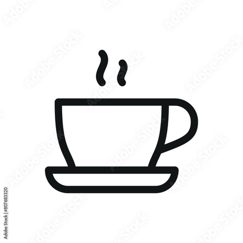 Tea cup isolated icon, coffee cup vector symbol with editable stroke
