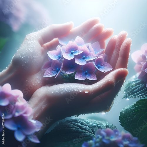 Wallpaper Mural hydrangea flower.Generative AI Torontodigital.ca