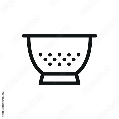 Colander isolated icon, stainless steel colander vector symbol with editable stroke