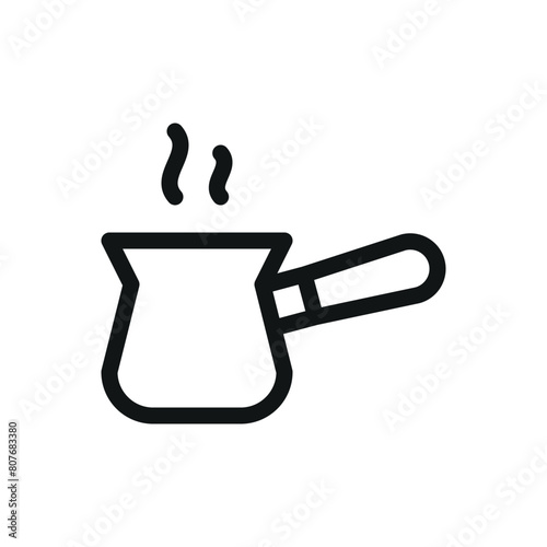 Cezve isolated icon, turkish coffee pot vector symbol with editable stroke