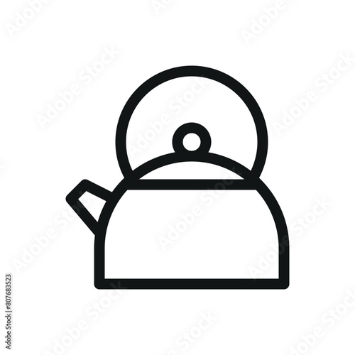 Kettle isolated icon, metal classic kettle vector symbol with editable stroke