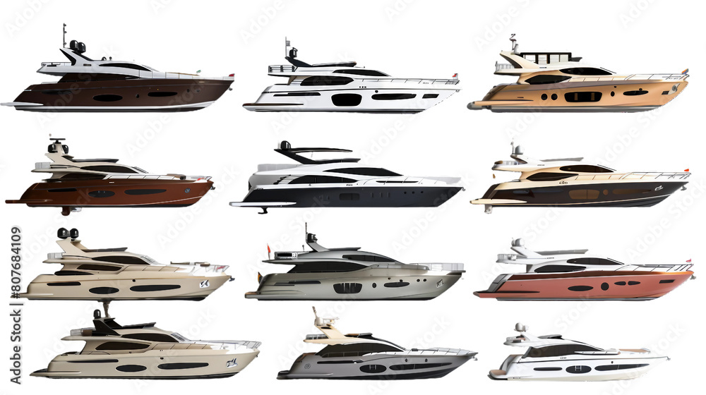 Set of yachts isolated PNG transparent background Set of yachts isolated PNG transparent background