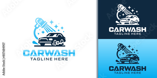 Pressure car wash logo design, car wash and automobile detailing vector template, Logo car wash on light background.
