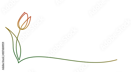 The one line symbol of a tulip flower.