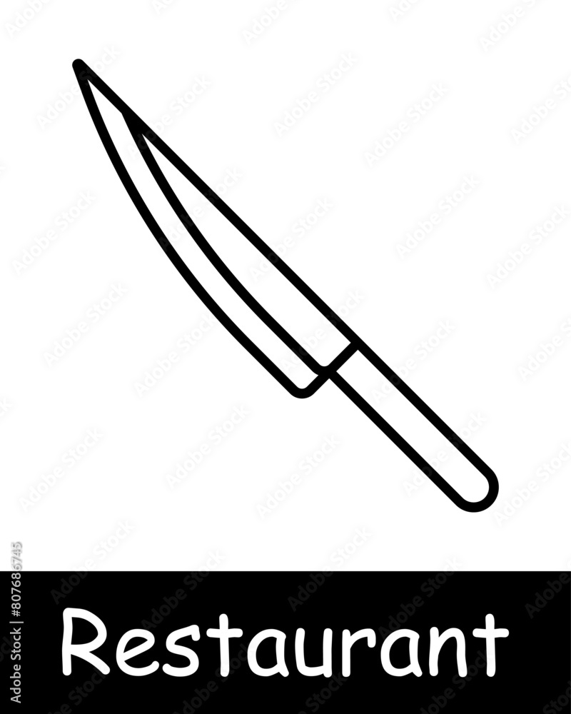 Obraz premium Restaurant set icon. Cloche, chef knife, ice cream, noodle bowl, chopsticks, fork, cocktail glass, wine glass, entree, soup, hot dish, cutlery, dango. Gourmet food concept.