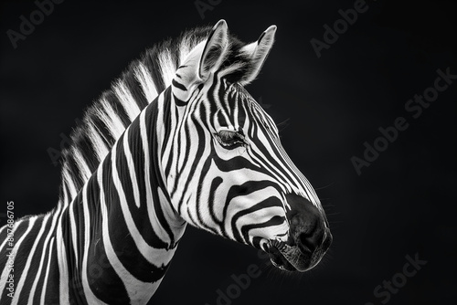 Portrait of a zebra on a black background © Mark G