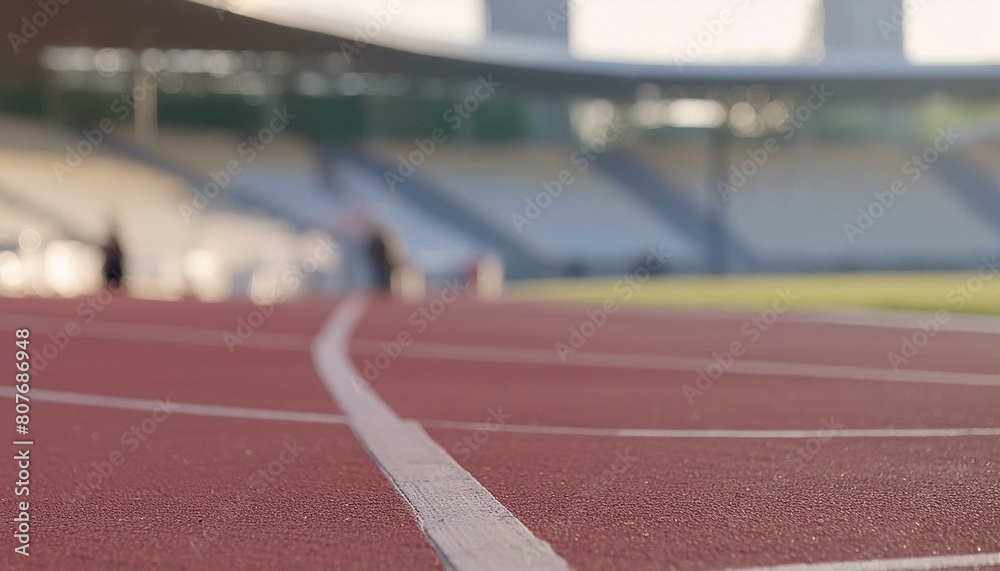 Close-up of track at athletics stadium. low angle