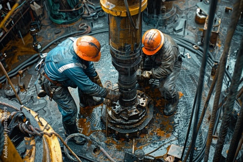 Working on the oil and gas rig, extraction industry, AI generated