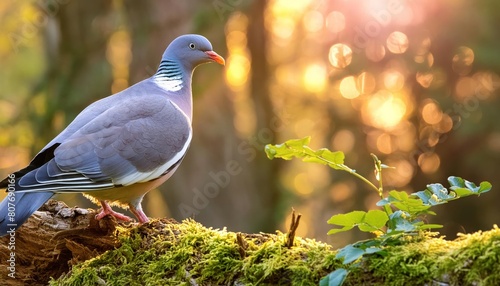The common wood pigeon or common woodpigeon (Columba palumbus), also known as simply wood pigeon, wood-pigeon or woodpigeon photo